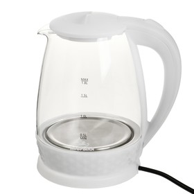 Чайник электрический "Добрыня" DO-1252W, стекло, 1.8 л, 1800 Вт, белый