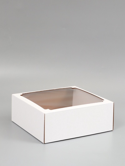 Коробка самосборная, с окном, белая, для подарков, хранения и отправки посылок, 30×30×12 см