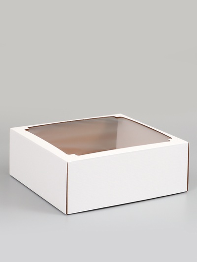 Коробка самосборная, с окном, белая, для подарков, хранения и отправки посылок, 30×30×12 см