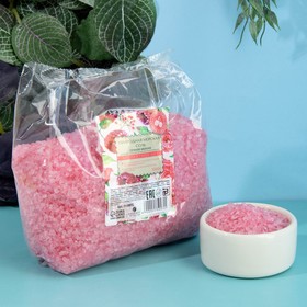 Природная морская соль для ванны, 1 кг (1000 г), аромат малины, КЛАДОВАЯ КРАСОТЫ