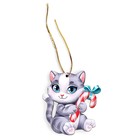 Ёлочная игрушка - подвеска деревянная «Новый год! Милый котик» - Фото 2