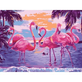Картина по номерам на холсте с подрамником «Фламинго на закате», 40 × 30 см