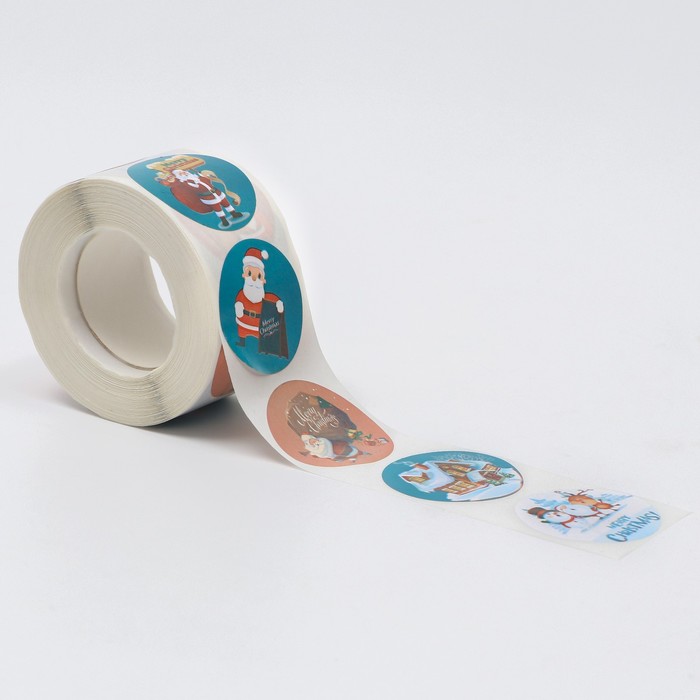 Наклейки в рулоне "Новогодняя ночь", 500 шт, 3,8 х 3,8 см 7876894