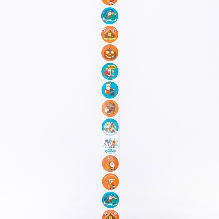 Наклейки в рулоне "Новогодняя ночь", 500 шт, 3,8 х 3,8 см 7876894