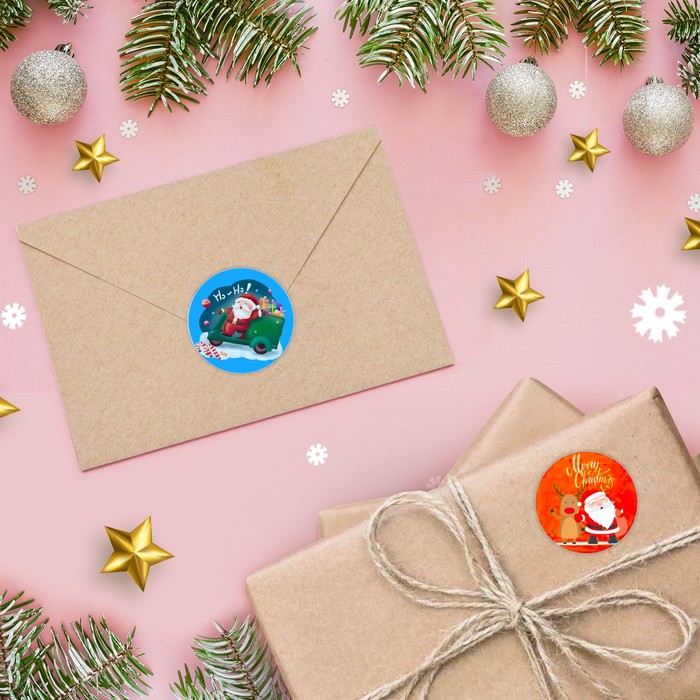 Наклейки в рулоне "Новогодняя ночь", 500 шт, 3,8 х 3,8 см 7876894