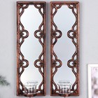 Подсвечник пластик, стекло на 1 свечу "Зеркальные узоры" набор 2 шт d-4 см бронза 8х13х40 см   90688 - фото 21758990