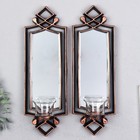 Подсвечник пластик, стекло на 1 свечу "Зеркальный свет" н-р 2 шт d-4 см бронза 8х11,5х37 см   906887 - фото 21758999