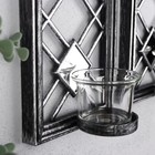 Подсвечник пластик, стекло на 1 свечу "Зеркальные ромбы" н-р 2 шт d-4 см сереб. 8х12х30,5 см   90688 - фото 21759003