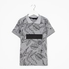 Футболка поло для мальчика, цвет серый/принт микс, рост 128 см - фото 21759056