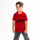 Футболка поло для мальчика, цвет красный/принт микс, рост 140 см - фото 21759155