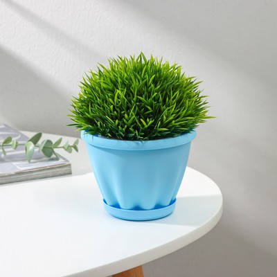 Горшок для цветов с поддоном «Знатный», 450 мл, d=11 см, голубой