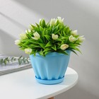 Горшок для цветов с поддоном «Знатный», 1 л, d=14 см, голубой - Фото 1