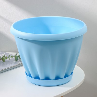 Горшок для цветов с поддоном «Знатный», 6,7 л, d=27 см, голубой