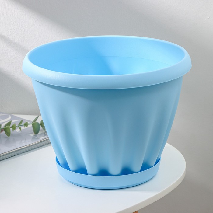 Горшок для цветов с поддоном «Знатный», 6,7 л, d=27 см, голубой - Фото 1