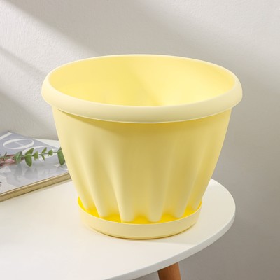 Горшок для цветов с поддоном «Знатный», 6,7 л, d=27 см, жёлтый