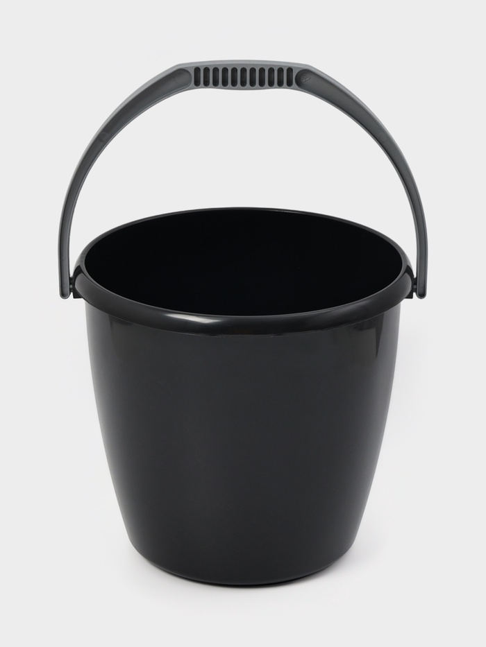 Ведро хозяйственное «Удачное.Эконом», 10 л, пластик, чёрное - Фото 1
