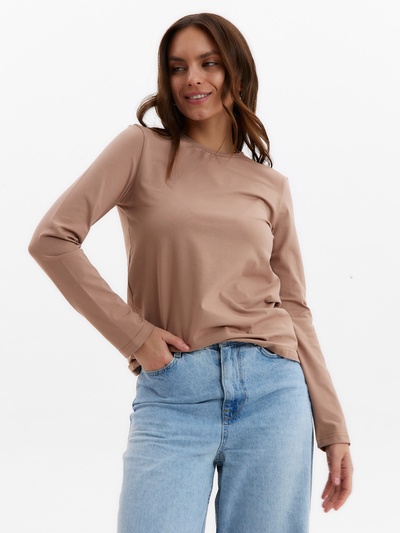 Лонгслив женский MINAKU: Basic line, цвет тауп, размер 52