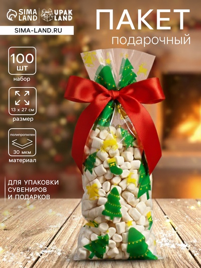 Пакет подарочный новогодний, для сладких подарков, 13×27 см±1 см