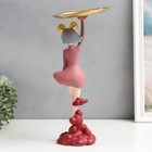 Сувенир полистоун подставка "Девушка ушки мишки, сердца" розовый 36х17х17 см - фото 6690482