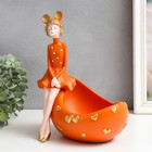 Сувенир полистоун подставка "Девушка ушки мишки, с пузырём" оранжевый 29х19х28 см - фото 6690498