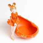 Сувенир полистоун подставка "Девушка ушки мишки, с пузырём" оранжевый 29х19х28 см - Фото 5