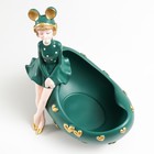 Сувенир полистоун подставка "Девушка ушки мишки, с пузырём" тёмно-зелёный 29х19х28 см - фото 6690504