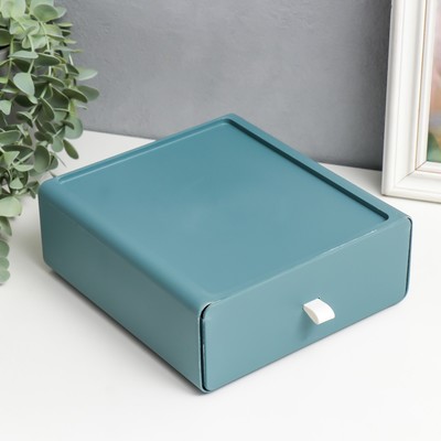 Шкатулка для украшений «Ящик», пластик, серо-синий, 19.5×18×5.8 см