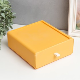 Шкатулка пластик "Ящик" жёлтый 19,5х18х5,8 см