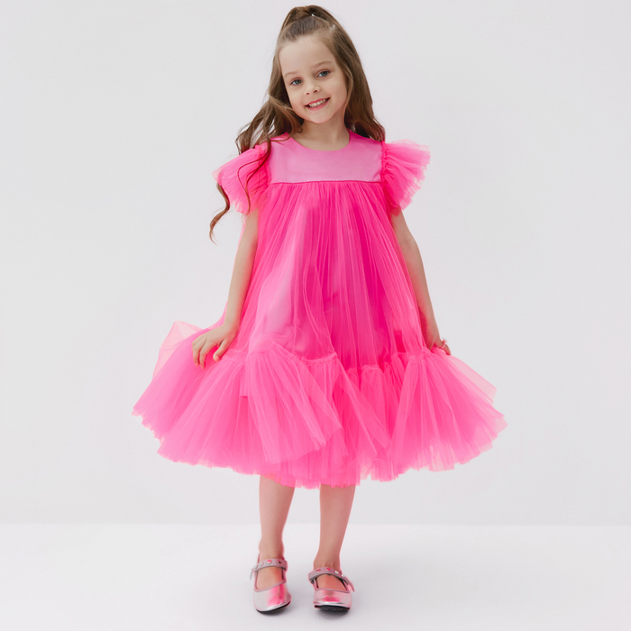 Платье для девочки с пышной юбкой KAFTAN, рост 110-116, цвет ярко-розовый - Фото 1