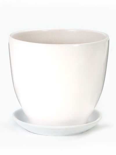 Горшок для цветов «Тюльпан», 5 л, d=23 см, h=21 см, керамика, с поддоном, белый