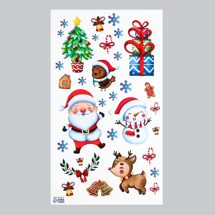 Интерьерная наклейка "Дед мороз и друзья" 30х50 см - Фото 1