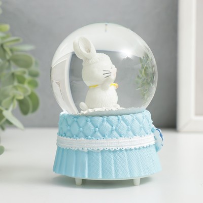 Снежный шар стеклянный «Белый зайчик», световой, 6.5×6.5×9.5 см, МИКС