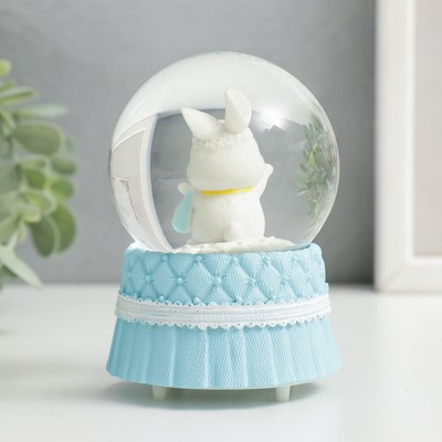 Снежный шар стеклянный «Белый зайчик», световой, 6.5×6.5×9.5 см, МИКС