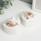 Шкатулка для украшений «Сердце. Бант и розы», керамика, 5.8×8×6.8 см, МИКС - Фото 1