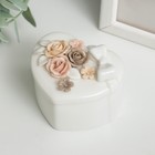 Шкатулка для украшений «Сердце. Бант и розы», керамика, 5.8×8×6.8 см, МИКС - Фото 2