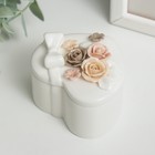 Шкатулка для украшений «Сердце. Бант и розы», керамика, 5.8×8×6.8 см, МИКС - Фото 4
