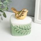 Шкатулка керамика сердце "Золотая птица. Лист" МИКС 9х6,8х7,5 см - Фото 2