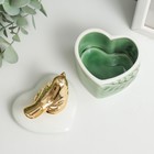Шкатулка керамика сердце "Золотая птица. Лист" МИКС 9х6,8х7,5 см - Фото 6