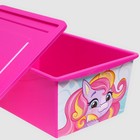 Ящик для игрушек с крышкой, «Радужные единорожки», объём 30 л, цвет маджента - фото 3879990