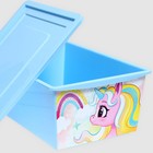 Ящик для игрушек с крышкой, «Радужные единорожки», объём 30 л, цвет светло-голубой - Фото 4