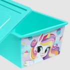 Ящик для игрушек с крышкой, «Радужные единорожки», объём 30 л, цвет бирюзовый - фото 97021