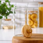 Банка стеклянная для сыпучих продуктов с бамбуковой крышкой Magistro «Эко», 1,4 л, 10×25,5 см - Фото 3