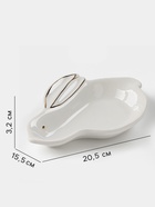 Блюдо Доляна «Зайка в золотом», 20.5×15.5×3.2 см, доломит, белое - Фото 2