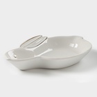 Блюдо Доляна «Зайка в золотом», 20.5×15.5×3.2 см, доломит, белое - Фото 4