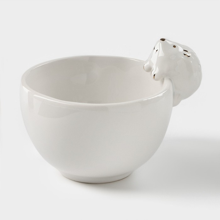 Салатник Доляна «Ёжик в золотом», 300 мл, 12.5×10.2×8.7 см, белый - Фото 1