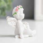 Сувенир полистоун "Белоснежный ангел с венком из роз сидит" 5х3,5х4,3 см - Фото 2