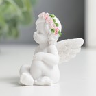 Сувенир полистоун "Белоснежный ангел с венком из роз сидит" 5х3,5х4,3 см - Фото 4