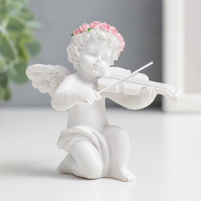 Сувенир полистоун "Белоснежный ангел со скрипкой" 7х5,5х8 см - Фото 1