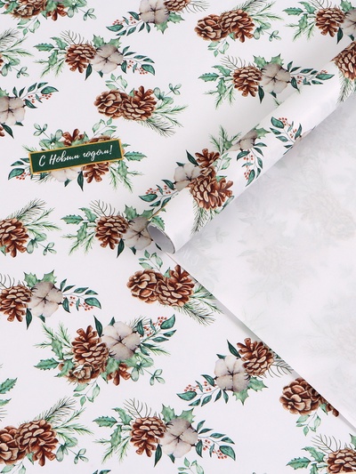 Бумага упаковочная крафт «Шишки», 1 лист, 70×100 см