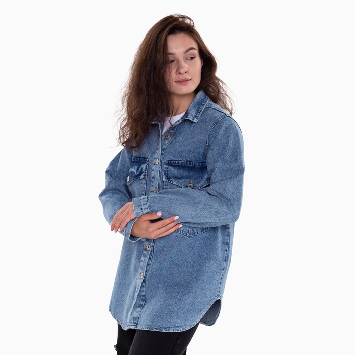 Джинсовая рубашка женская, цвет тёмно-синий, размер M (44-46) 56479